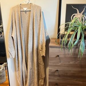 Long Beige Knit Cardigan